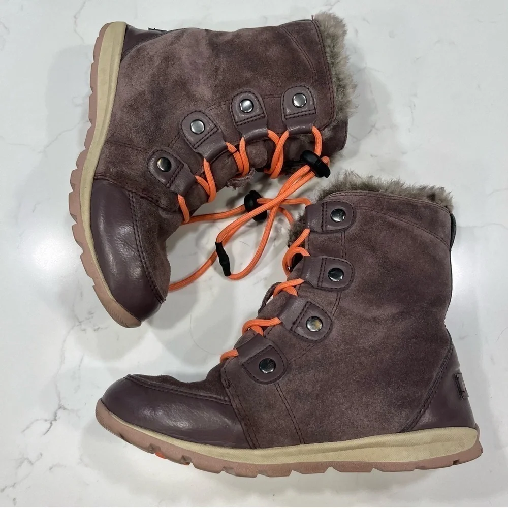 Girls Sorel Whitney Purple Faux Suede Winter Boots 3